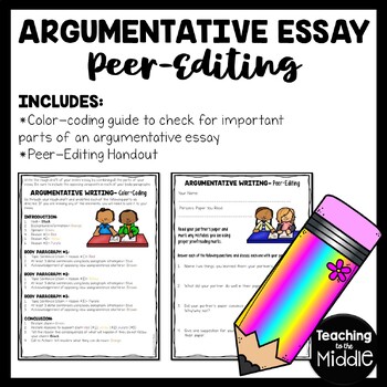 Preview of Argumentative Essay Editing Color-Coding Peer Revision Handout Persuasive