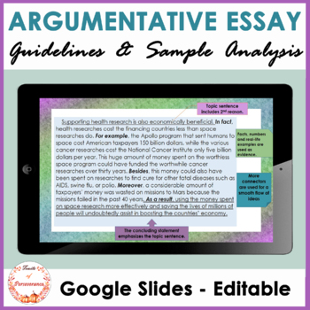 Preview of Argumentative Essay Google Slides ™ Lesson Academic Writing  Guide and Sample