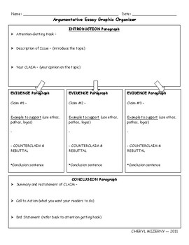 Preview of Persuasive or Argumentative Essay Graphic Organizer