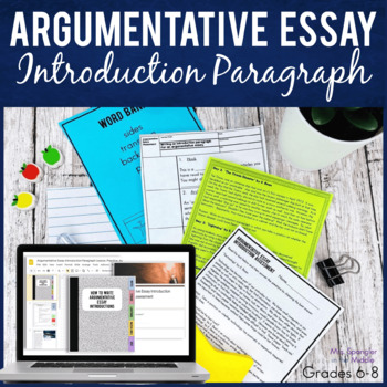 Preview of Argumentative Essay Introduction - Argument Essay Writing for Middle School