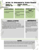Argumentative Essay - Lesson Plan and Graphic Organizer
