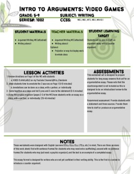 Preview of Argumentative Essay - Lesson Plan and Graphic Organizer Volume 2
