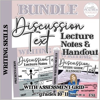 Preview of Discussion Text Lecture Notes and Matching Study Guide Handout with Rubric