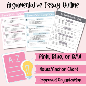 Preview of Argumentative Essay Outline | Anchor Chart | Guided Writing | Self Assessment