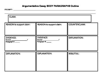 Preview of Argumentative Essay Outline - Claim, Reason, Counterclaim, Rebuttal