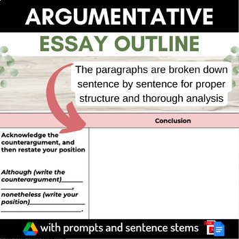 Argumentative Essay Outline Graphic Organizer DIFFERENTIATED SET of TWO