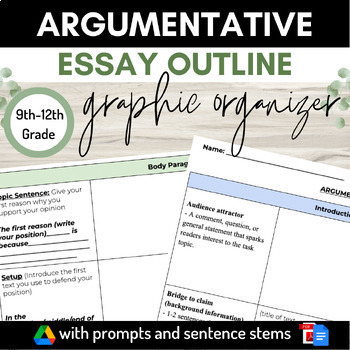 Preview of Argumentative Essay Outline Graphic Organizer DIFFERENTIATED SET of TWO