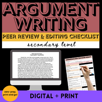 Preview of Argumentative Essay Feedback Guide Argumentative Writing Peer Review Checklist