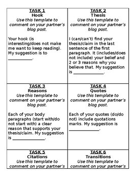 argumentative essay task cards