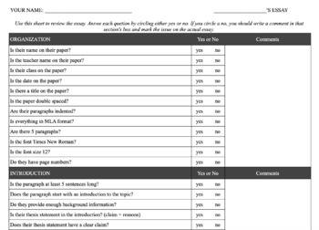 argumentative essay peer review checklist