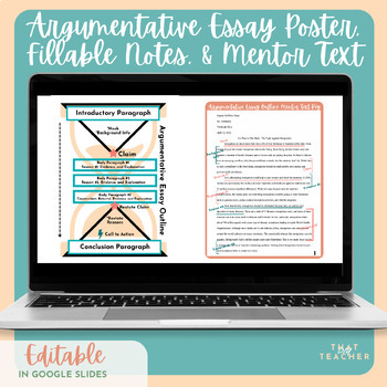 Preview of Argumentative Essay Poster, Fillable Notes, Mentor Text