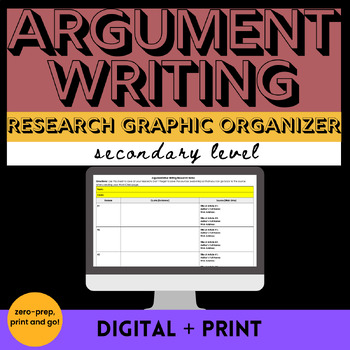 Preview of Argumentative Essay Argumentative Writing Unit Research Graphic Organizer