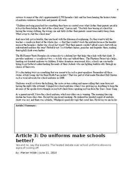 write an argumentative essay about school uniforms