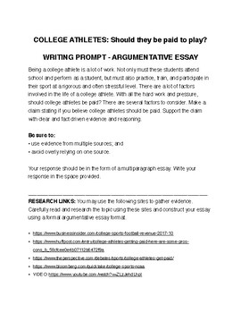 should college student athletes be paid essay