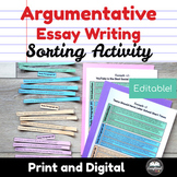 Argumentative Essay Writing Sorting Activity - Print and D