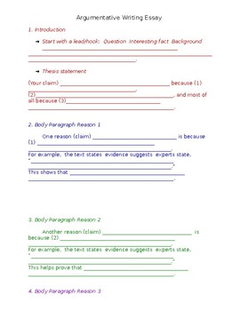 Preview of Argumentative Essay Student Template
