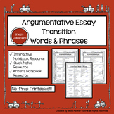 Argumentative Essay Transitional Words & Phrases Resource