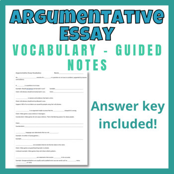 Preview of Argumentative Essay Vocabulary Guided Notes