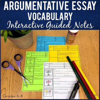 Preview of Argumentative Essay Vocabulary Leveled Guided Notes for Middle School