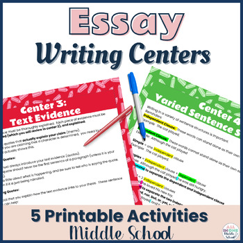 Preview of Argumentative Essay Writing  Centers - Printable  for Middle School