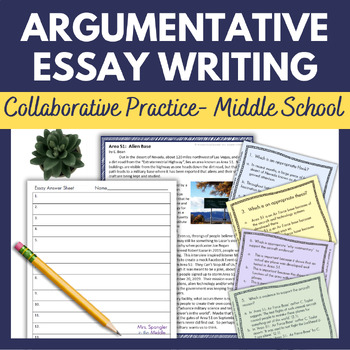Preview of Argumentative Essay Writing Collaborative Activity for Middle School - Printable