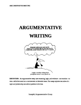 Preview of Argumentative Essay Writing- Common Core State Standards