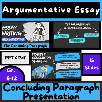 Preview of Argumentative Essay Writing, Concluding Paragraph, Rubric CCSS