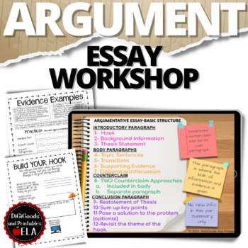 Preview of Argumentative Essay Writing Digital Graphic Organizers Sample Texts Templates