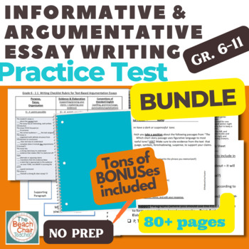 Preview of Argumentative Essay Writing & Informative Essay Writing, Practice Tests BUNDLE