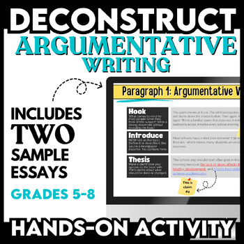Preview of Argumentative Writing Graphic Organizer MIDDLE SCHOOL Claim Evidence Reasoning