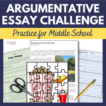 Preview of Argumentative Essay Writing Middle School Challenge Activity Printable