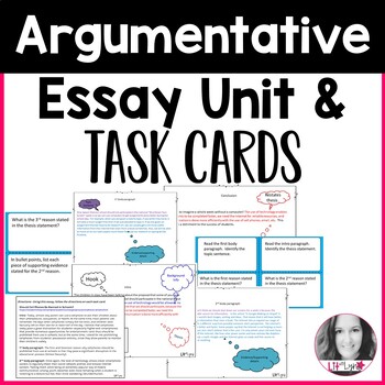 Preview of Argumentative Essay Writing Process & Task Cards