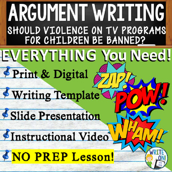Preview of Argumentative Essay Writing - Rubric - Graphic Organizer & Outline - TV Violence