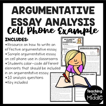 Preview of Argumentative Essay Writing Sample Analysis Worksheet Activity Middle School