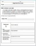 Argumentative Essay Writing Template aligned w/Common Core