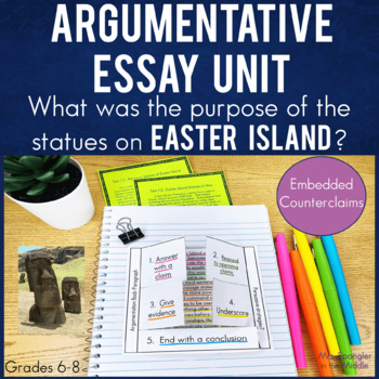 Preview of Argumentative Essay Writing Unit - Texts, Foldable Style Notes - Middle School