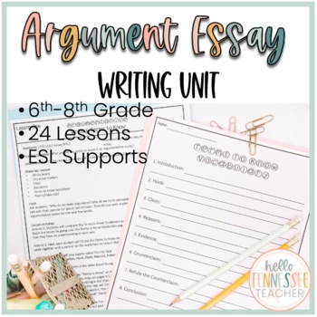 Preview of Argumentative Essay Writing Unit for Grades 6-8 (24 Lessons)
