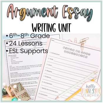 Preview of Argumentative Writing Unit for Grades 6-8, Opinion Essays, Persuasive Writing