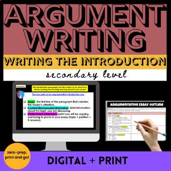 Preview of Argumentative Essay Argumentative Writing the Introduction Lesson