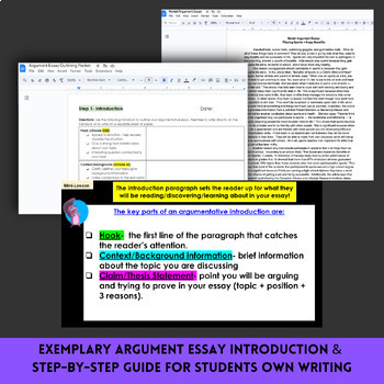 Argumentative Essay Argumentative Writing the Introduction Lesson