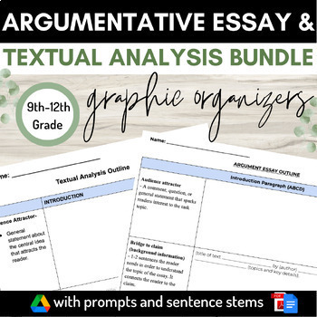 Preview of Argumentative Essay and Textual Analysis Essay Outline Writing Organizers BUNDLE