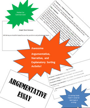 Preview of Argumentative, Explanatory, Narrative Writing Sorting Activity