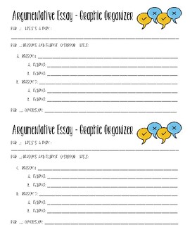 Preview of Argumentative Graphic Organizer - 1/2 sheet