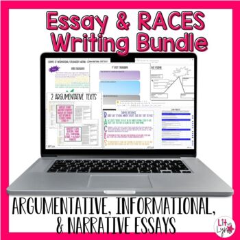 Preview of Argumentative, Informational, & Narrative Essays & RACES Writing Strategy Bundle