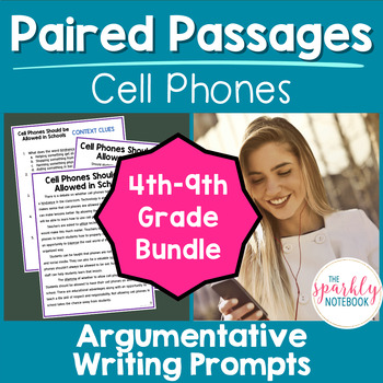 Preview of Argumentative Paired Text Passages - DIFFERENTIATED BUNDLE: Cell Phones School