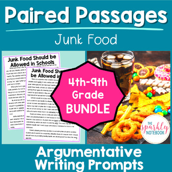 Preview of Argumentative Paired Text Passages DIFFERENTIATED Writing BUNDLE: Junk Food