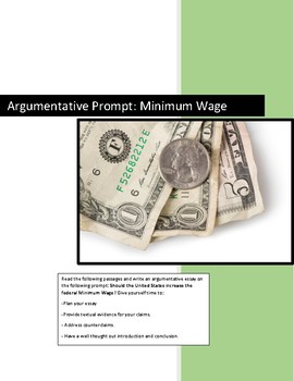 Preview of Minimum Wage: Argumentative Prompt, articles, and outline sheet