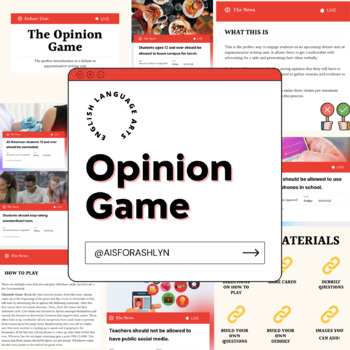 Preview of Argumentative Reading and Writing Game: The Opinion Game!
