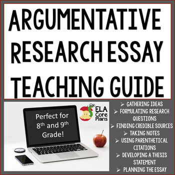 Preview of An Inquiry Based Argumentative Research Paper Teaching Guide ~8th, 9th Grade ELA