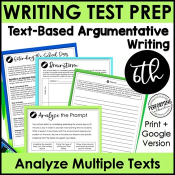 Preview of Argumentative Test Prep | Text-Dependent Argument Writing | 6th Grade